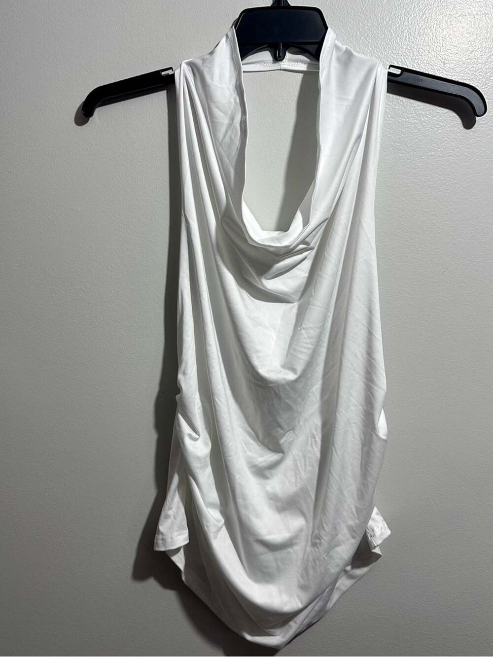 Draped Cowl Neck Sleeveless Top Size 1XL White (1190)